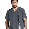 Barco One Clearance Men's V-Neck Zip Pocket Solid Scrub Top 1 Barco One Clearance Men's V-Neck Zip Pocket Solid Scrub Top -Scrubs for Women shop 1 bc 0115 clearance910 650