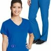 Grey's Anatomy Women's Side Panel V-Neck Scrub Top & 6-Pocket Scrub Pant -Scrubs for Women shop 1 bc 33set 650