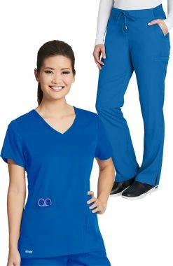 Grey's Anatomy Women's Side Panel V-Neck Scrub Top & 6-Pocket Scrub Pant
