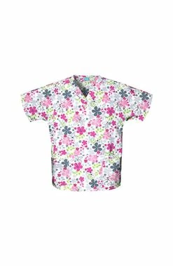 Cherokee Clearance Women's Discount V-Neck 2-Pocket Tunic Style Paisley Print Scrub Top