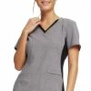 Cherokee Clearance Women's V-Neck Knit Panel Solid Scrub Top -Scrubs for Women shop 1 ck ck605 clearance 650