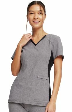 Cherokee Clearance Women's V-Neck Knit Panel Solid Scrub Top