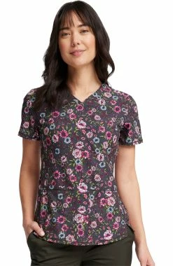 Cherokee Women's Romantic Garden Print Scrub Top