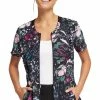 Cherokee Women's Zip-Front Wild Fleur You Print Scrub Top