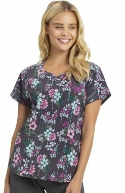 Heartsoul Clearance Women's Midnight Garden Party Print Scrub Top