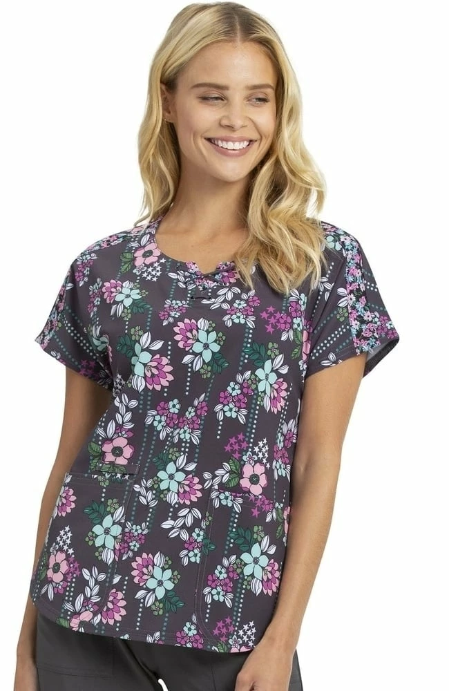Heartsoul Clearance Women's Midnight Garden Party Print Scrub Top 3 Heartsoul Clearance Women's Midnight Garden Party Print Scrub Top