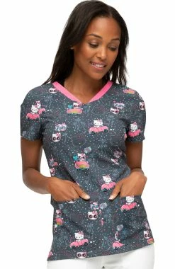 Heartsoul Clearance Women's Kawaii Vacation Print Scrub Top