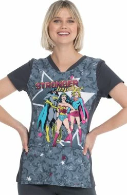 Heartsoul Clearance Women's Stronger Together Print Scrub Top