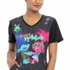 Cherokee Clearance Women's Trolls Holla Days Print Scrub Top