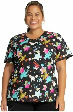 Cherokee Clearance Women's Stars Of Sesame Print Scrub Top