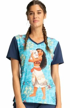 Cherokee Clearance Women's Moana Energy Print Scrub Top