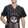 Cherokee Clearance Men's V-Neck Disney Pixar Coco Print Scrub Top -Scrubs for Women shop 1 ck tf700 printclearancecco 650