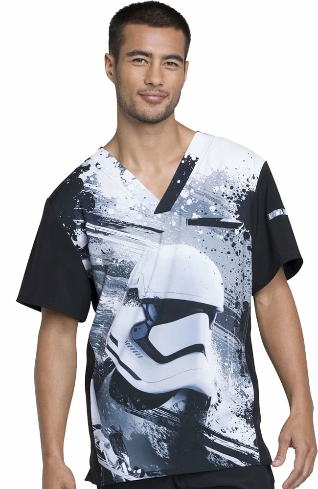 Cherokee Clearance Men's V-Neck Star Wars Print Scrub Top 3 Cherokee Clearance Men's V-Neck Star Wars Print Scrub Top