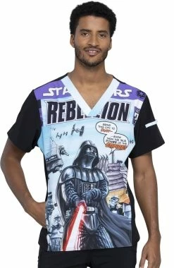 Cherokee Clearance Men's Rebellion Print Scrub Top