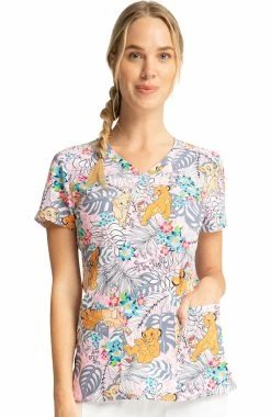 Cherokee Clearance Women's Jungle Pals Print Scrub Top