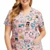 Cherokee Women's Supercute Stickers Print Scrub Top