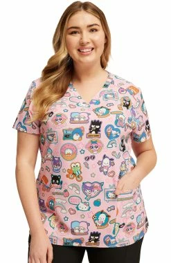Cherokee Women's Supercute Stickers Print Scrub Top