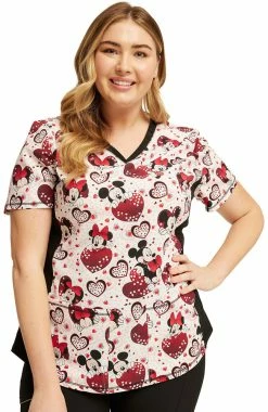 Cherokee Women's Hearts To You Print Scrub Top