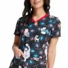 Cherokee Women's Bright Spirits Print Scrub Top