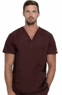 Dickies Clearance Men's V-Neck Solid Scrub Top
