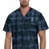 Dickies Clearance Men's Tie Dye Stripes Pewter Print Scrub Top -Scrubs for Women shop 1 di dk613 printclearancetyp 650