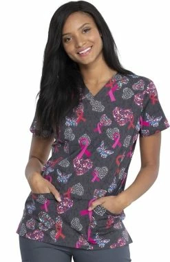 Dickies Clearance Women's Speck-Tacular Love Print Scrub Top