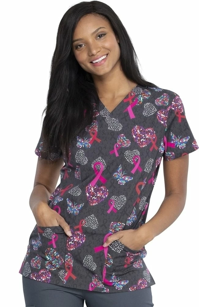 Dickies Clearance Women's Speck-Tacular Love Print Scrub Top 3 Dickies Clearance Women's Speck-Tacular Love Print Scrub Top