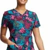 Dickies Women's V-Neck Falling Foliage Print Scrub Top -Scrubs for Women shop 1 di dk717 printfaf 650
