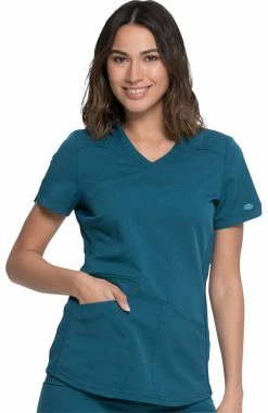Dickies Women's Mock Wrap Solid Scrub Top