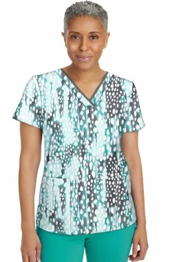 Healing Hands Clearance Women's Amanda Crystal Droplets Print Scrub Top