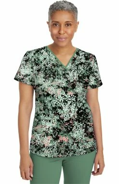 Healing Hands Women's Amanda Into The Woods Print Scrub Top
