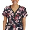 Healing Hands Clearance Women's Jessi Y-Neck Autumn Florals Print Scrub Top