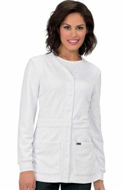 Koi Women's Claire Button Front Solid Cardigan Scrub Jacket