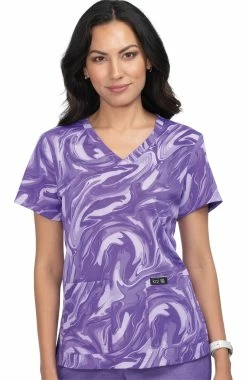 Koi Clearance Women's Leslie Marble Print Scrub Top