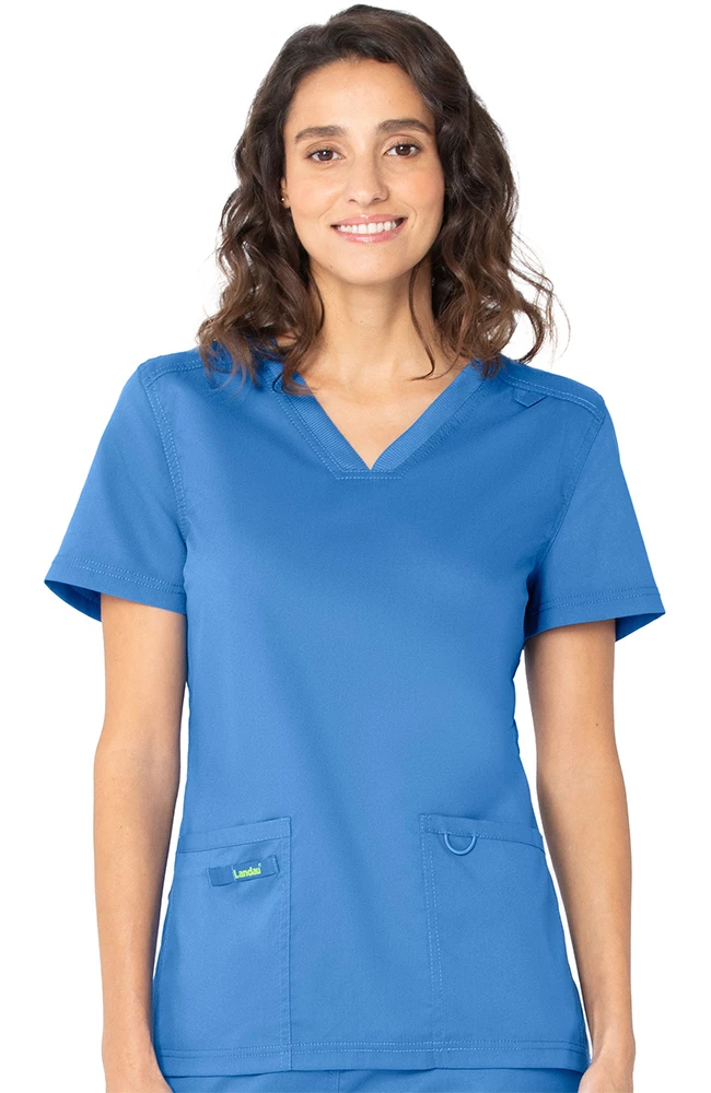 Landau Women's Side Stretch Solid Scrub Top 3 Landau Women's Side Stretch Solid Scrub Top