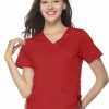 Maevn Uniforms Women's Princess Seam Mock Wrap Solid Scrub Top -Scrubs for Women shop 1 mv 1102 650