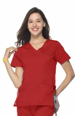 Maevn Uniforms Women's Princess Seam Mock Wrap Solid Scrub Top