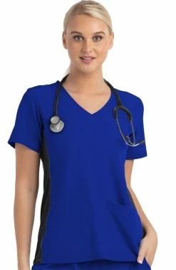 Maevn Uniforms Women's Knitted Mock Wrap Solid Scrub Top