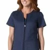 EON Women's COOLMAX Short Sleeve Zip Front Solid Scrub Jacket