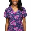 Med Couture Women's Vicky Cancer Awareness Print Scrub Top