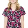 Med Couture Women's Vicky Pink Flower Power Print Scrub Top -Scrubs for Women shop 1 pe 8564 printpkw 650