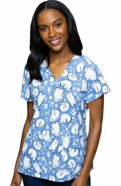 Med Couture Women's Vicky Snowball Print Scrub Top