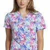 White Cross Clearance Women's Painted Butterfly Print Scrub Top