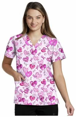 White Cross Clearance Women's Hopeful Promise Print Scrub Top