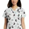 White Cross Clearance Women's Owl See You Print Scrub Top 2 White Cross Clearance Women's Owl See You Print Scrub Top -Scrubs for Women shop 1 wc 618 printclearanceosy 650