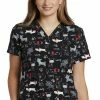 White Cross Clearance Women's Rosie's Pen Print Scrub Top -Scrubs for Women shop 1 wc 618 printclearancerop 650
