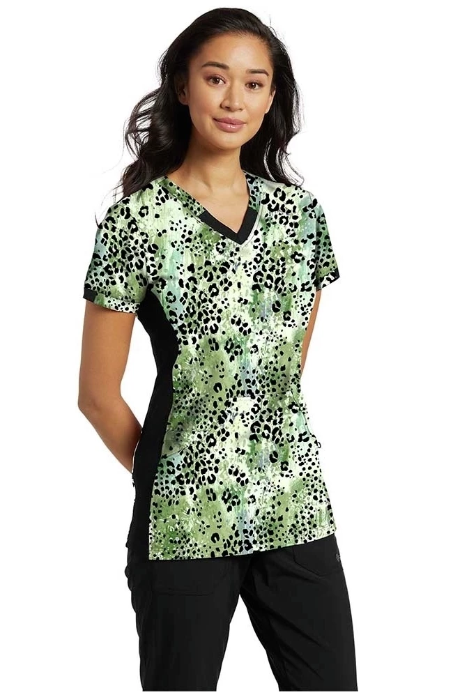 White Cross Clearance Women's Splash Of Wild Green Print Scrub Top 3 White Cross Clearance Women's Splash Of Wild Green Print Scrub Top