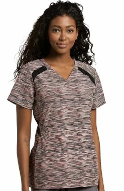 White Cross Clearance Women's V-Neck Space Dye Print Scrub Top