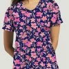 White Cross Women's Round V-Neck Spring In My Step Print Scrub Top -Scrubs for Women shop 1 wc 782 printspm 650