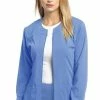White Cross Women's Jewel Neck Zip Front Scrub Jacket 2 White Cross Women's Jewel Neck Zip Front Scrub Jacket -Scrubs for Women shop 1 wc 945 650